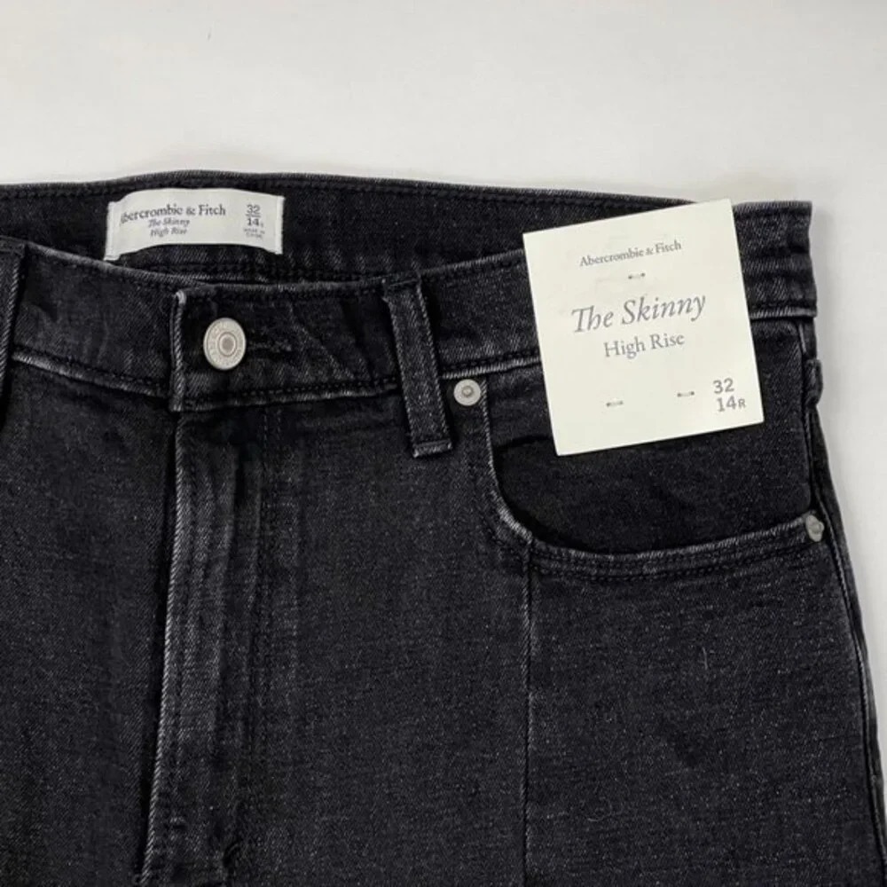 Abercrombie Fitch Skinny High Rise Jeans Women 32 14 NWT Hem Slit Stretch Cotton